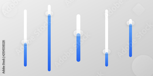 Digital audio equalizer interface bars with adjustable vertical sliders on transparent background