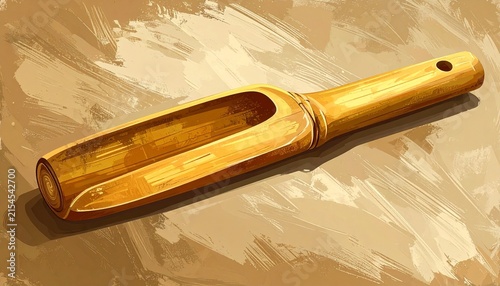 Vintage Wooden Kitchen Scoop on Textured Surface.