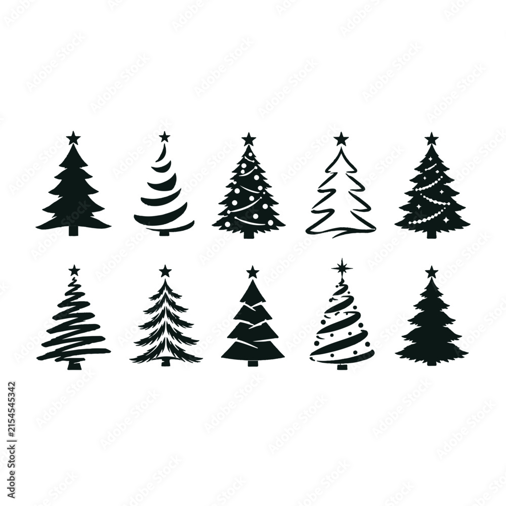 Obraz premium christmas trees set