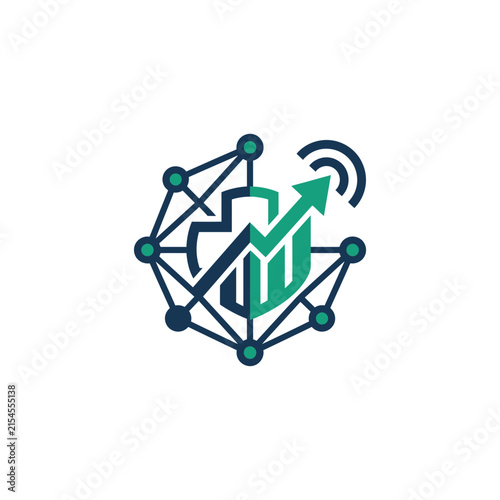 A digital graphic showing a medical shield with growth arrows