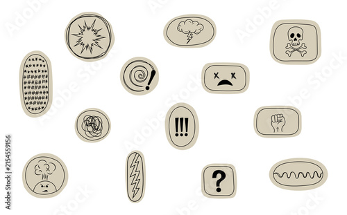 Foto Set of cartoon comic book style swear symbols and angry expressions isolated on
