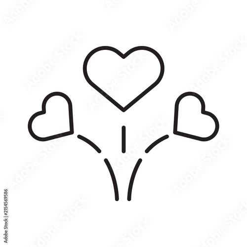 Fotografie Three Hearts Love and Affection Line Icon on White Background PNG