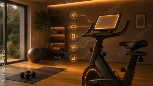 Smart Home Gym Equipment Display with Copy Space