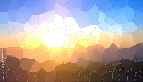 Vibrant abstract geometric mosaic background with sunset colors and crystalline texture