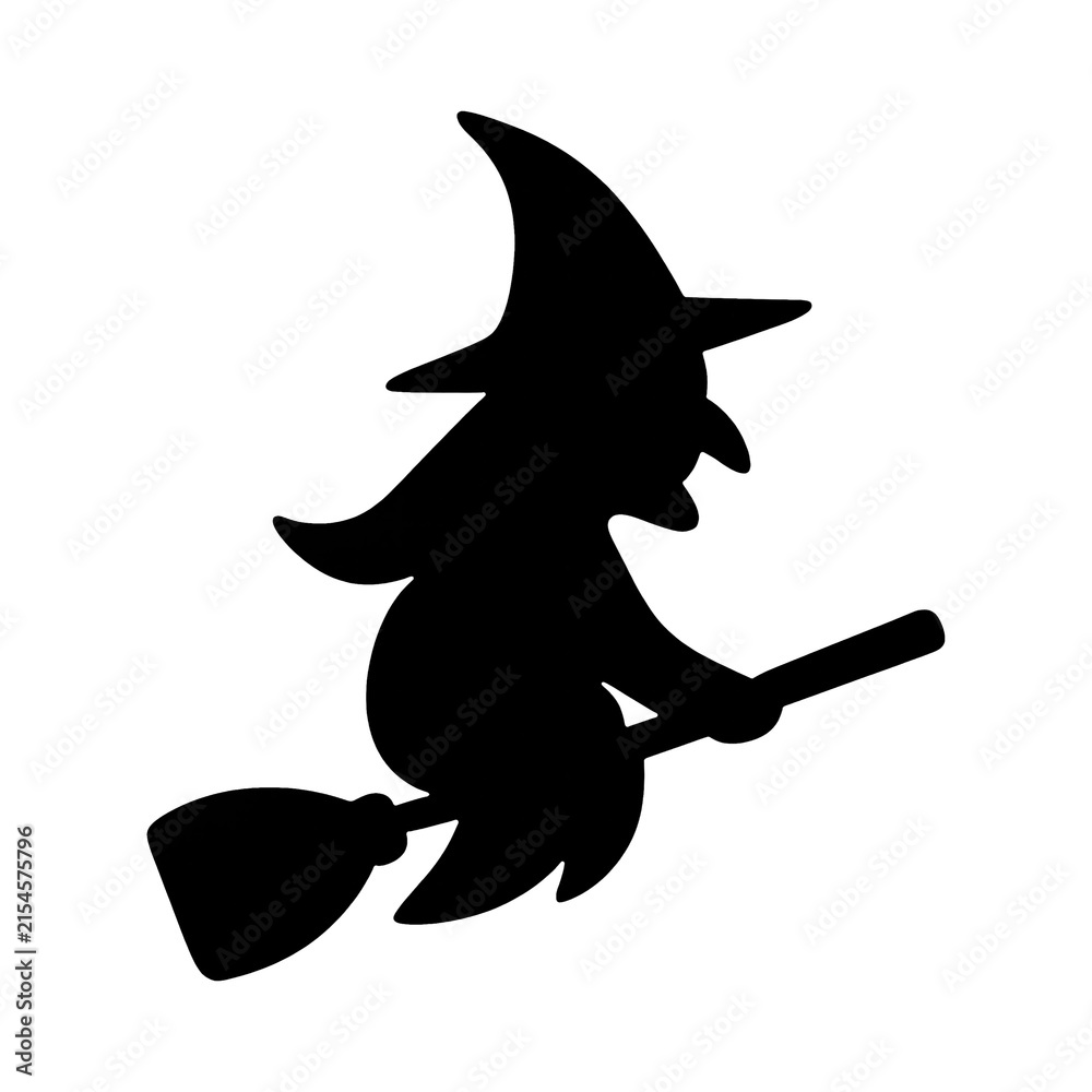 Fototapeta premium PNG Silhouette witch flying broomstick