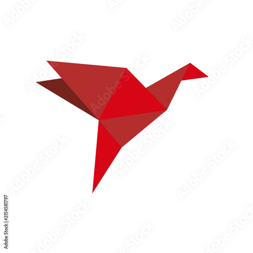 Colorful Origami Flying Paper Bird Flock Vector Set