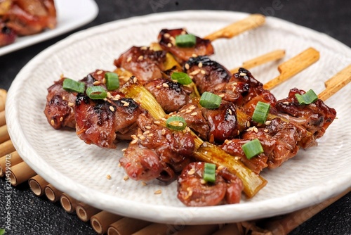 Photography Grilled Chicken Yakitori teriyaki , Japanese food