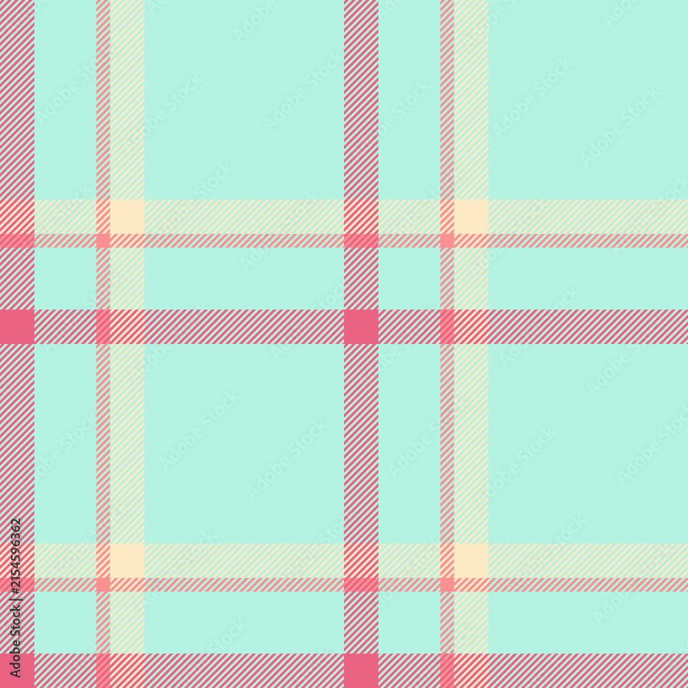 Mosaic vector check plaid, damask tartan fabric seamless. Baby background textile pattern texture in light and red colors.