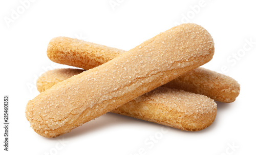 Savoiardi cookies close-up on a white. Isolated