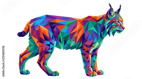 Colorful Geometric Low Poly Lynx Wildcat Vector Illustration