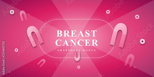 Breast cancer awareness month pink ribbon decorative graphic design on transparent background