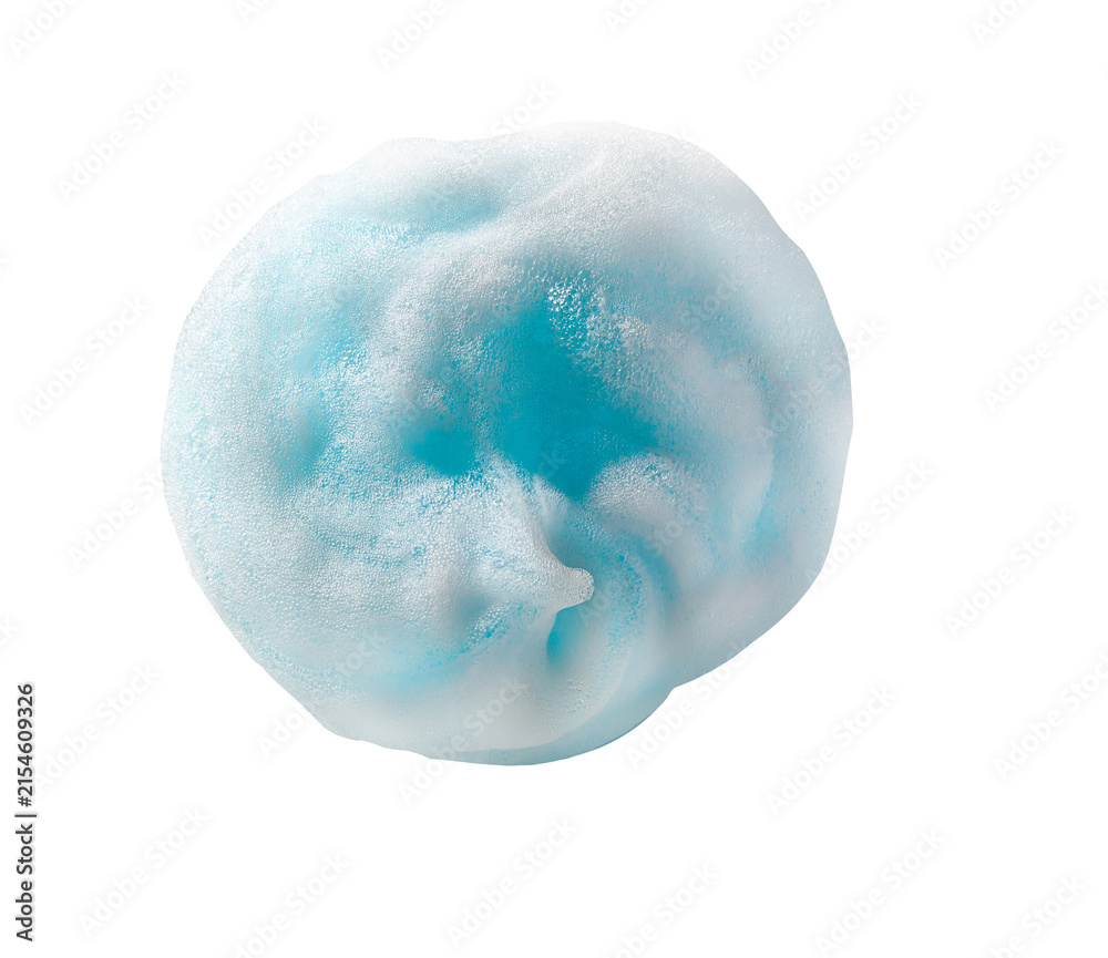Fototapeta premium Shiny blue white gel shaving foam top view isolated on transparent