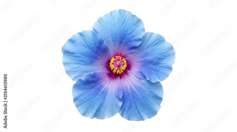 Fototapeta premium Vibrant blue hibiscus flower isolated on pure white background for design and decor projects