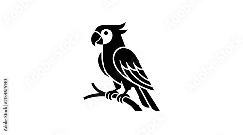 Simple Black Parrot Silhouette Profile View