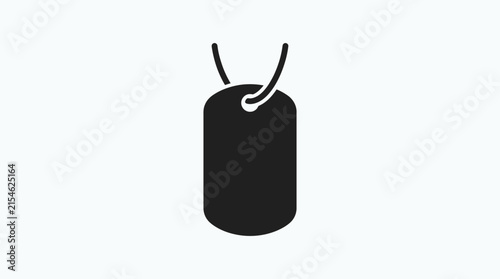 Simple black silhouette of a military dog tag.