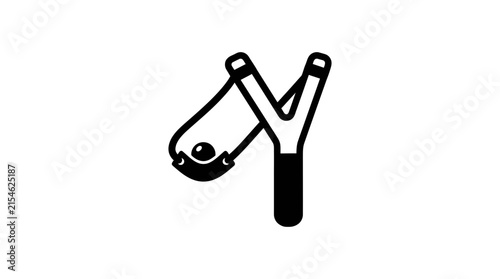 Simple black slingshot toy icon isolated on white