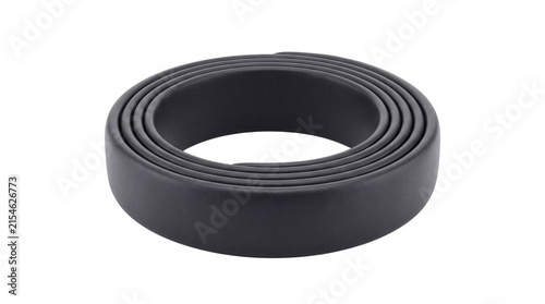 Foto Dark gray rolled rubber strip on white png isolated on transparent background