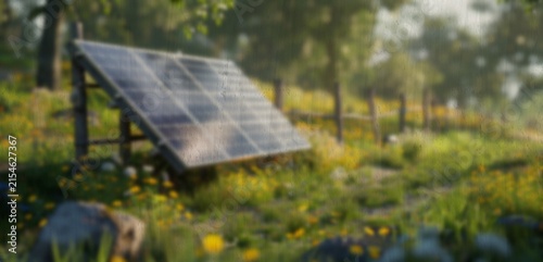 solar panels on a green field