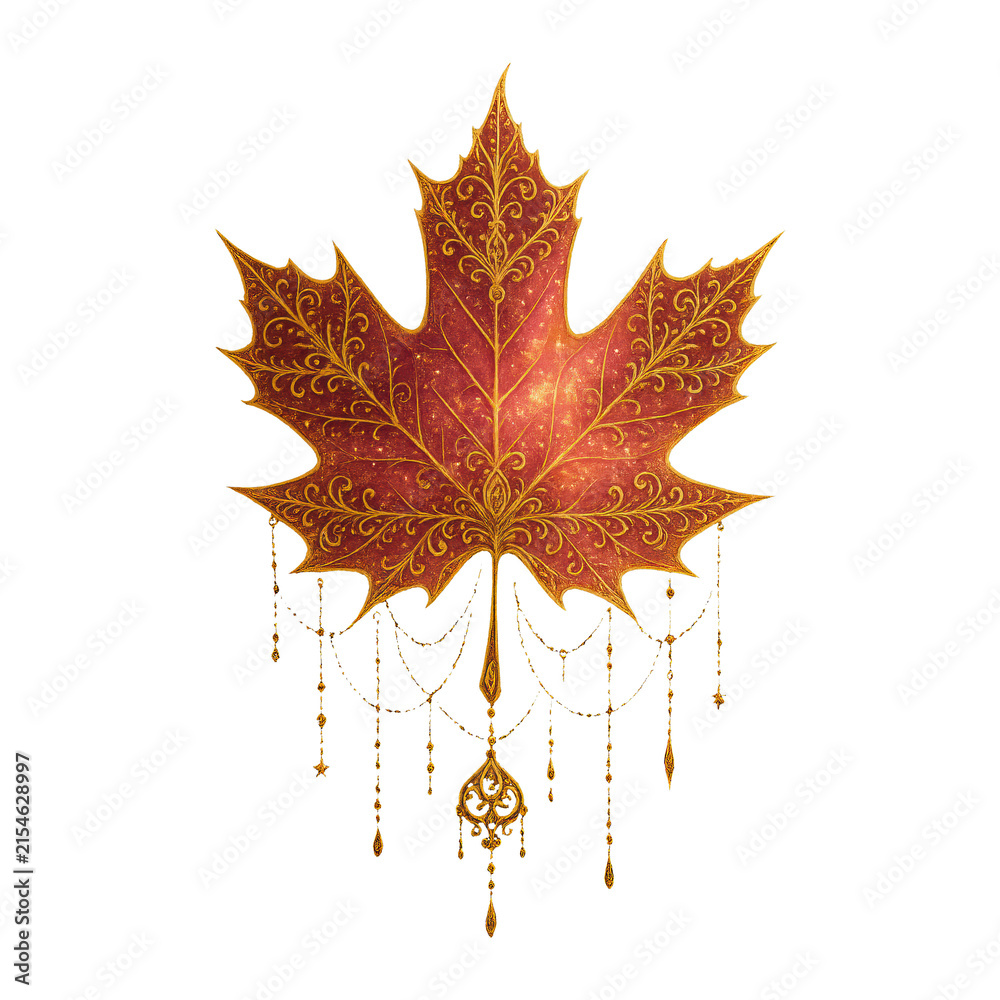 Fototapeta premium PNG Elegant autumn leaf illustration