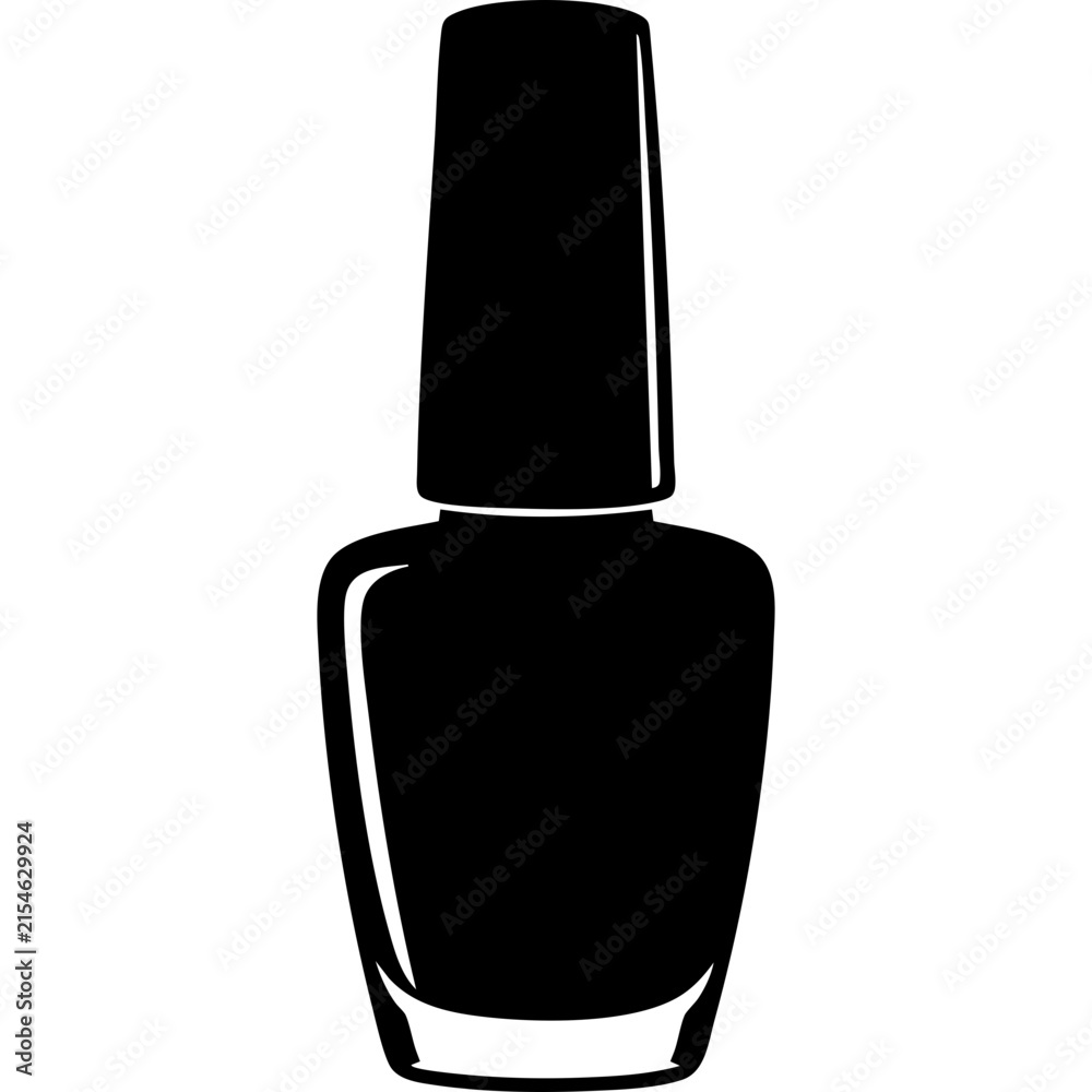 Obraz premium Black Nail Polish Bottle Silhouette Isolated For Manicure And Beauty Cosmetic Design