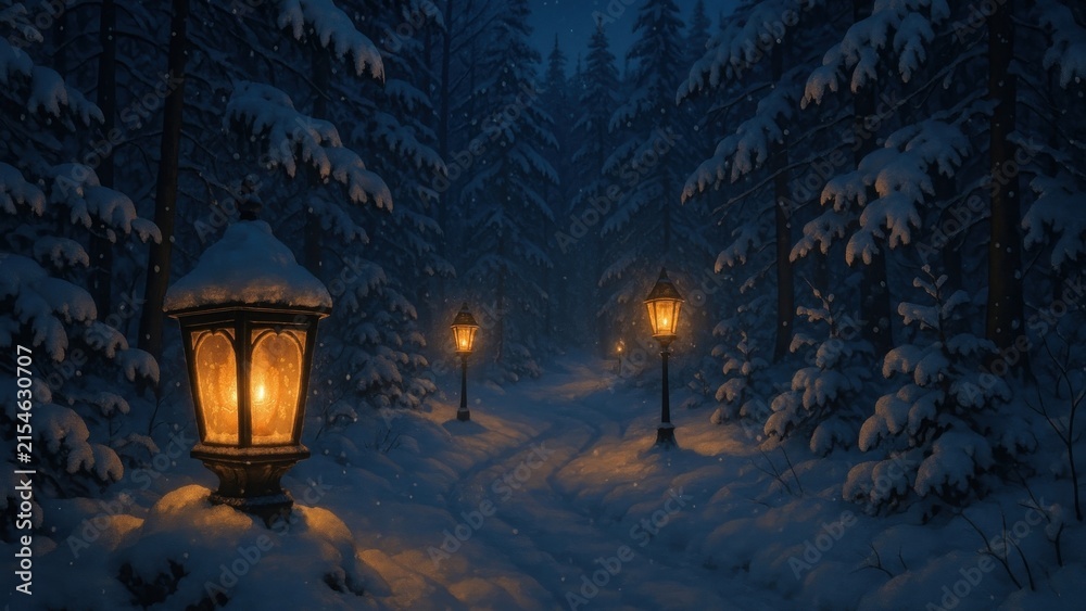 Obraz premium Enchanting snowy forest path