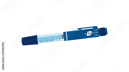 Blue Insulin Pen with Dosage Display Isolated on Transparent Background