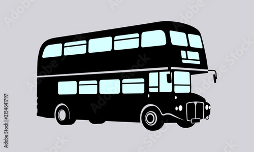 Vintage London double decker bus public transit coach silhouette vector