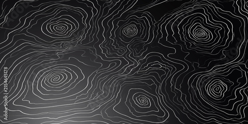 Fotografie Minimalist topographic contour line flow on dark background with topography abst