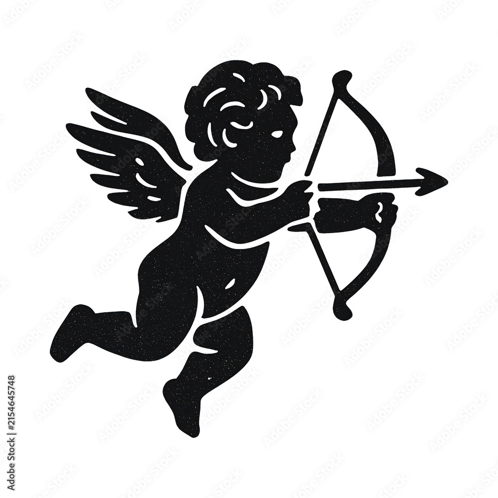 Fototapeta premium PNG Silhouette cupid with bow