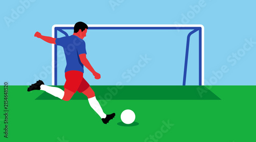 Canvas Print Soccer Player Penalty Kick Stance Vector Illustration