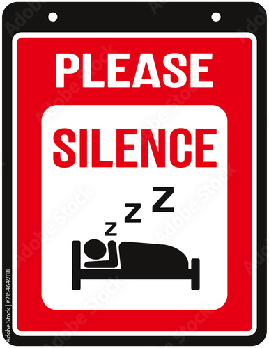 door sign that says : please , silence