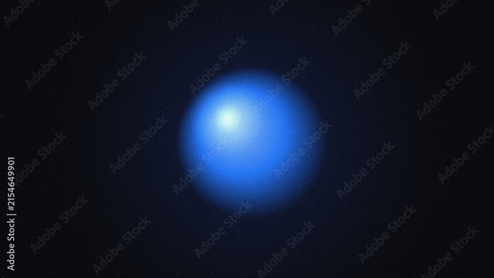 Obraz premium Glowing blue sphere with grainy texture isolated on a dark black background, abstract orb shape