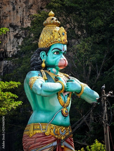 Konstfotografi The statue of Lord Hanuman at the Batu Caves in Malaysia; the monkey god symbolizes loyalty, strength, and courage in Hindu culture
