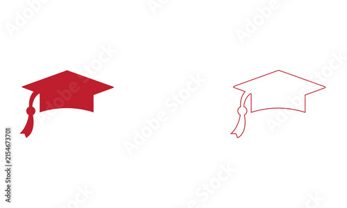 Graduation Cap Icon Set – Solid and Outline Academic Mortarboard Symbols