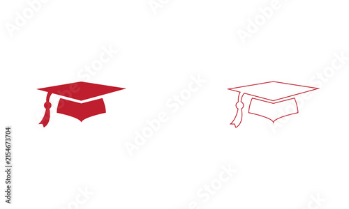 Graduation Cap Icon Set – Solid and Outline Academic Mortarboard Symbols