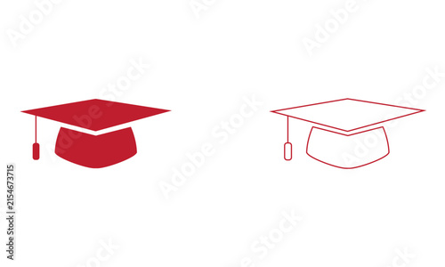 Graduation Cap Icon Set – Solid and Outline Academic Mortarboard Symbols