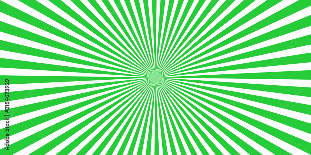 Fototapeta premium A vibrant green and white sunburst pattern radiates outwards, creating a dynamic and energetic visual effect, ideal for backgrounds and design elements.