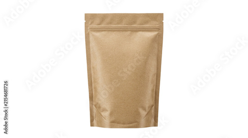 Fotografía Brown kraft paper pouch mockup, blank stand-up zipper bag for food packaging, ec