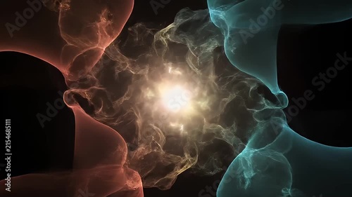 Translucent glowing energy waves with floral shape.