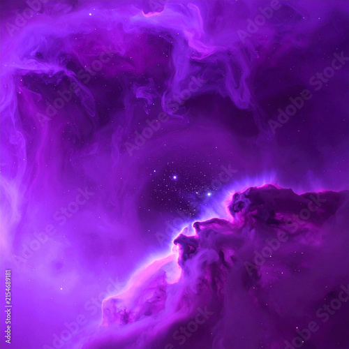 Breathtaking deep space nebula in vivid violet hues, capturing vast cosmic clouds and distant starlight. This ethereal, nobody, no people scene evokes mystery, infinite wonder, and cosmic beauty.