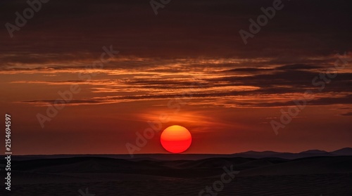 red sunset over the desert