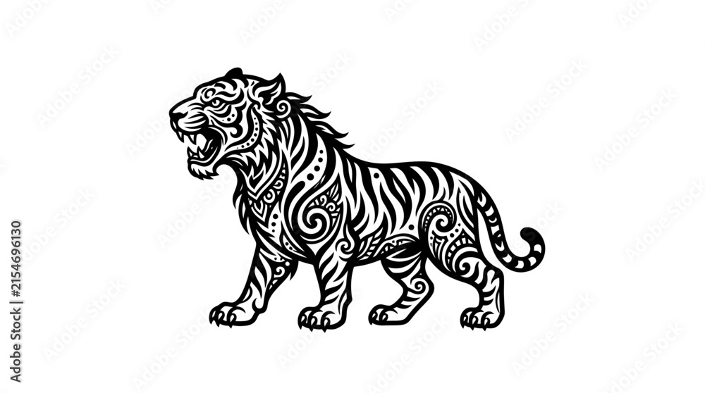 Obraz premium Patterned full body tiger tribal art.