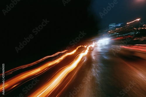 The Night Road Light Trails Dynamic Long Exposure Urban Street Blur