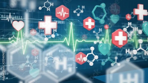 Medical healthcare science technology digital background with heartbeat