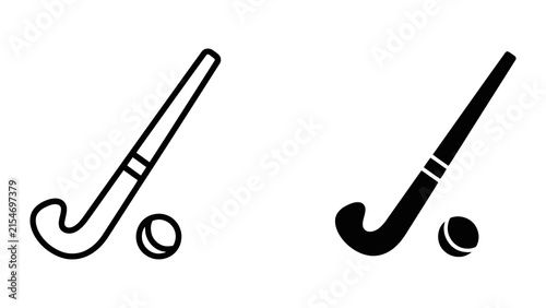 Field hockey stick and ball icon isolated on transparent background vector set