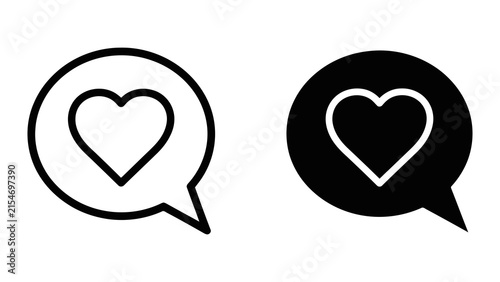 Heart inside speech bubble for social media isolated on transparent background vector