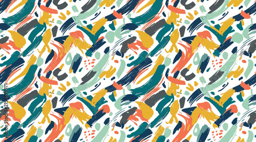 A vibrant seamless pattern featuring colorful abstract brush strokes