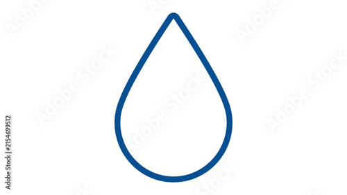 Water Drop Icon: A clean, simple blue outline of a water drop, symbolizing purity, hydration, and liquid essential for life.