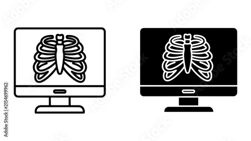Human chest rib cage scan on monitor for medical diagnostics vector isolated