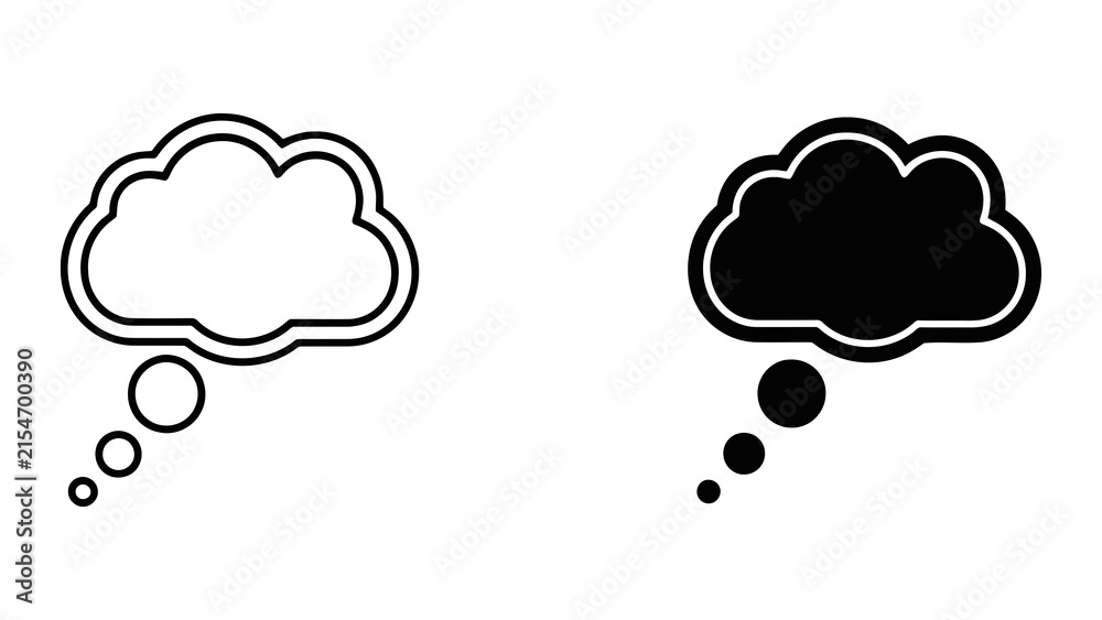 Obraz premium Thought bubble vector icon set isolated on white background for creative idea communication
